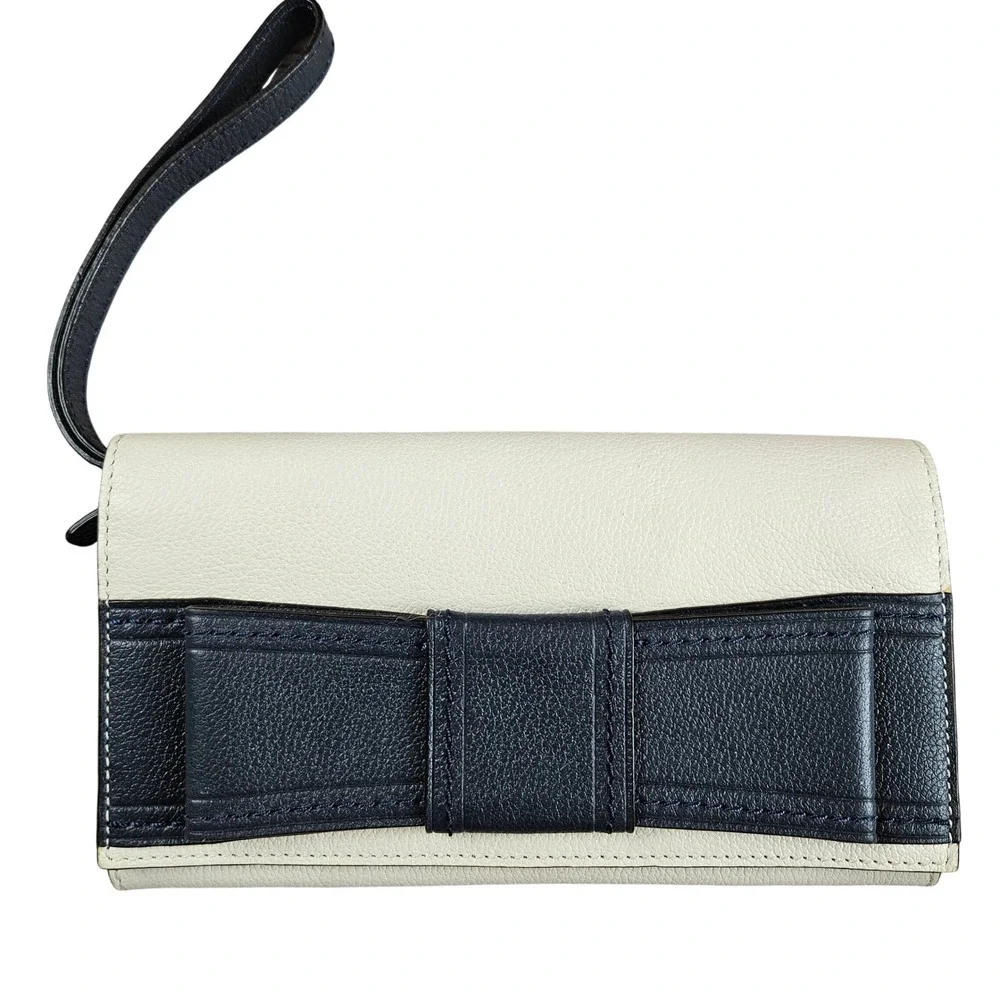 Kate Spade Villabella Avenue Mara leather‎ wallet wristlet, ivory midnight blue